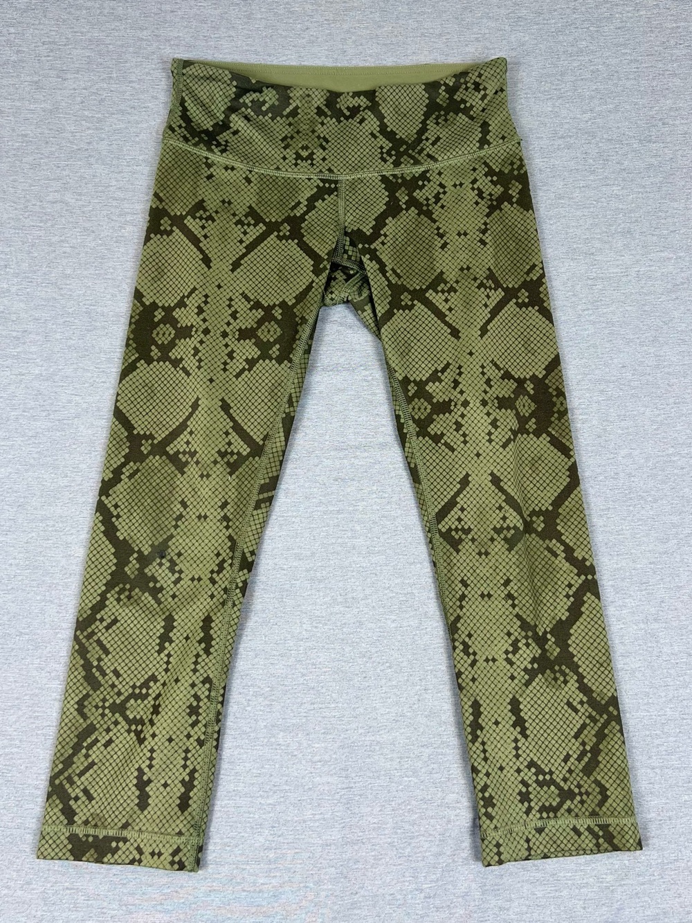 Lululemon Olive Green Snake Print Active Crop Leggings